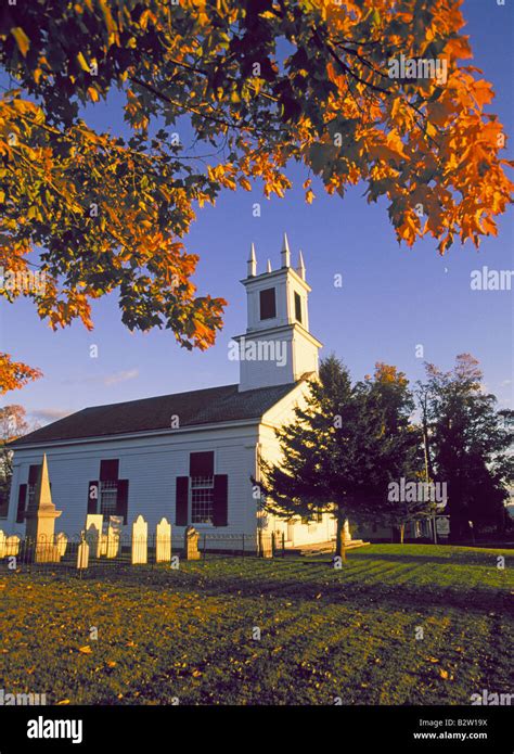 A Beautiful Country Church In The October Color Change At Sunset Near