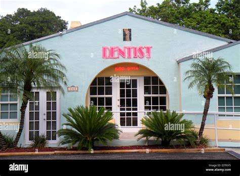 Miami Beach Florida Alton Road Dentist Office Exterior Outside Stock