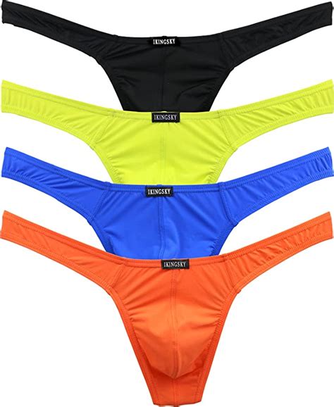 Ikingsky Mens Low Rise Bulge Thong Sexy T Back Mens Underwear Soft