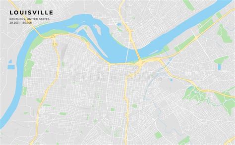 Printable Street Map Of Louisville Kentucky Stock Vector