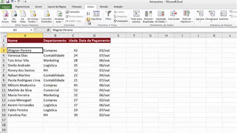 Microsoft Excel Classificação de dados YouTube