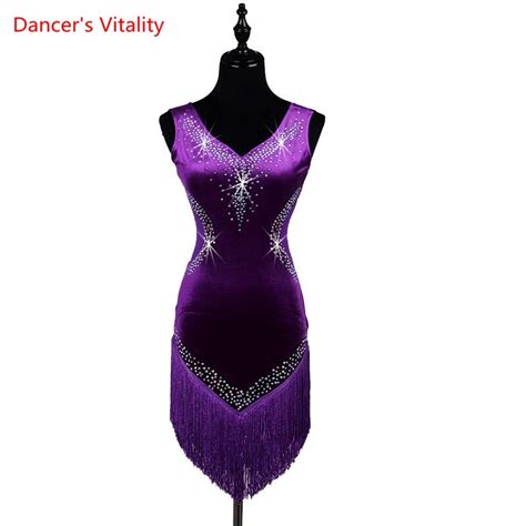 Custom Made Women Sleeveless Tassels Latin Dance Dress Women Ballroom Dancing Dresses Latin