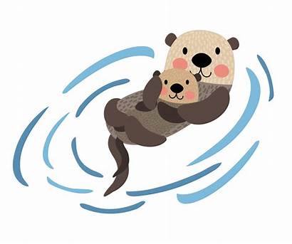 Otter Cartoon Vector Character Illustration Clipart Mother