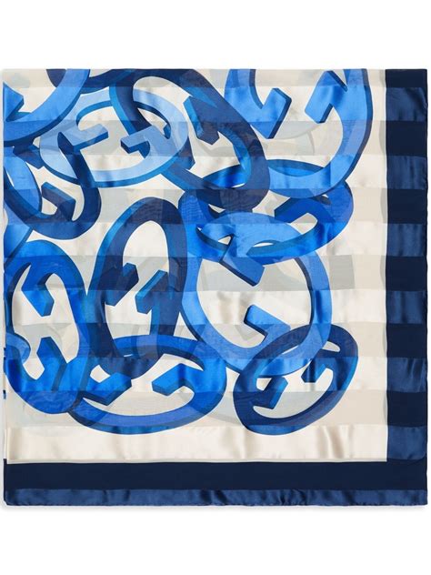 Gucci Logo Print Silk Scarf In Weiss Modesens