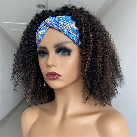 Headband Wig Hair Wig Full Machine Wigs Highlight Headband Wig Afro Kinky Curly Aliexpress