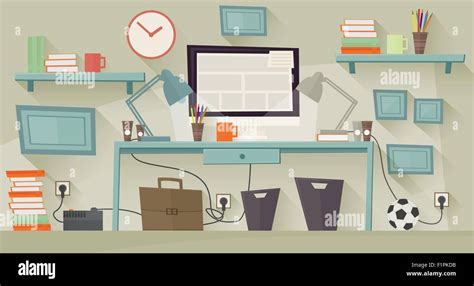 Workplace Concept Flat Design Vector Illustration Stock Vector Image