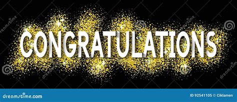 Congratulations Cards With Glittering Gold Text Shine Design Stock