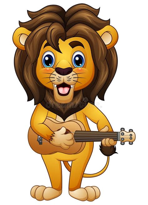 Funny Lion Cartoon Playing Guitar Stock Vector Illustration Of Ethnic