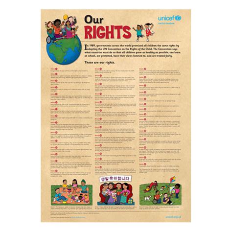 Eliminating all forms of violence against children, including sexual violence, exploitation and corporal punishment. Our Rights poster - Unicef UK