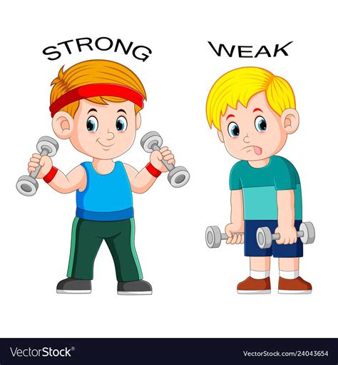 Opposite Adjective With Strong And Weak Royalty Free Vector Palabras