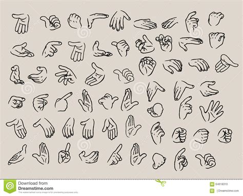 Vector Cartoon Hand Gestures Illustration Set Stock Vector