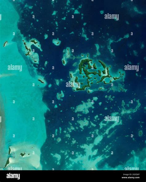 Satellite View Of Palau Micronesia South Island Uninhabited Atoll