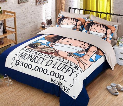 Memorecool Japanese Anime One Piece 4 Piece Bedding Sets Luffy Duvet