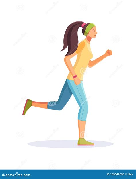 Young Running Woman Girl Jogging Cartoon Vector Isolated Stock Vector