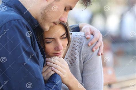 Man Comforting His Sad Mourning Friend Stock Image Image Of Consoling