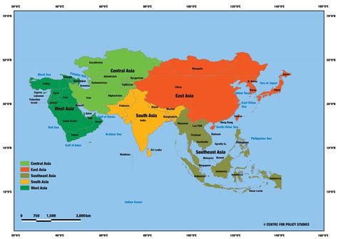 5 Regions Of Asia Map World Map