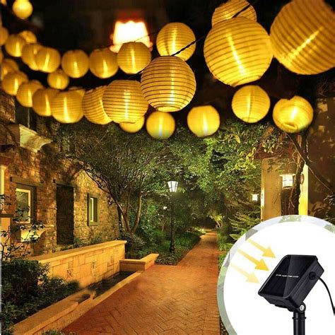 Chinese Paper Lantern Solar Power Fairy String Lights Waterproof