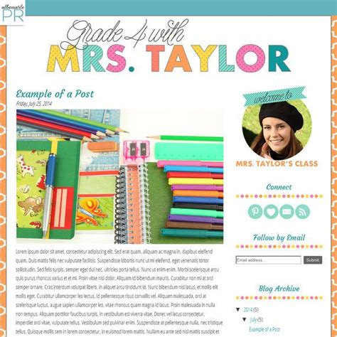 Premade Blogger Template Teacher Blog With Colorful By Albemarlepr 30