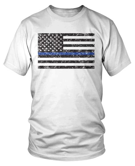 Thin Blue Line American Flag T Shirt 1407 Jznovelty