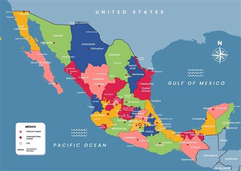 Mexico Mapa Con Estado Capital Y Ciudad Nombres 20982042 Vector En Vecteezy