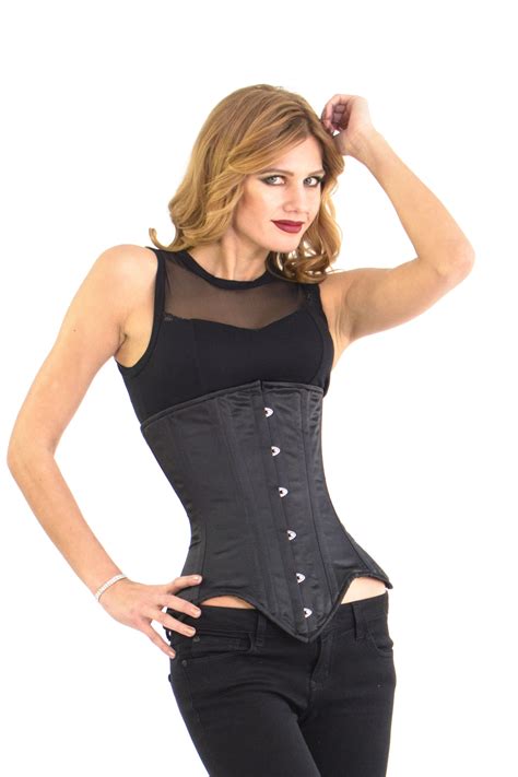 dana black satin corset steel boned underbust corset glamorous