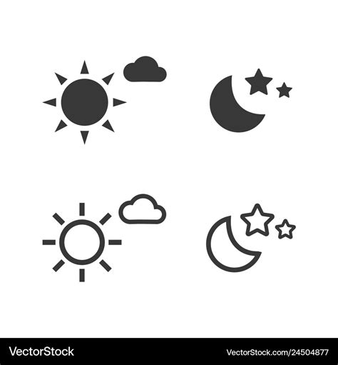 Day And Night Icons Filled And Lined Style Vector Image