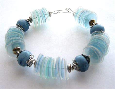 Upcycled Blue Bracelet Made Of Recycled Plastic Bottles With Blue