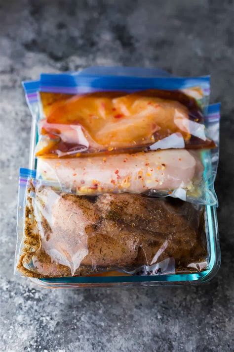When cooking chicken straight from the freezer, you want to cook for 50 percent longer than you lay the bag flat in the freezer, making sure that there is space around each breast. 7 Chicken Marinade Recipes You Can Freeze | Sweet Peas and ...