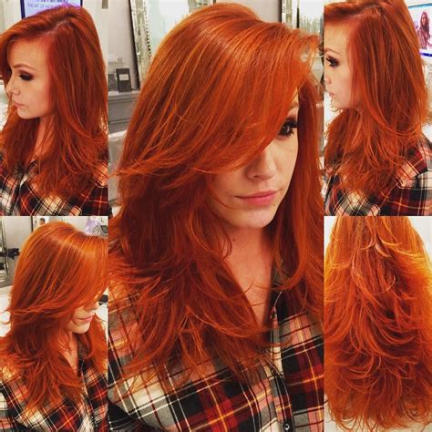 Gorgeous Carrot Red Long Straight Hair With Tons Of Layers Couleur Cheveux Cheveux Cheveux