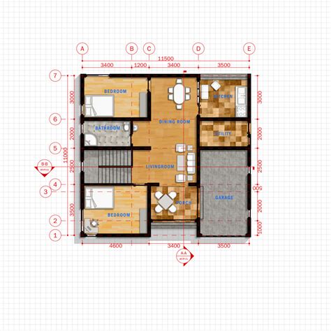 Simple Modern House Architecture Plan Floor Plan Metric Units With Autocad