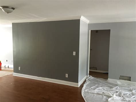 Check spelling or type a new query. Behr Silver Bullet/gunmetal gray accent wall living room | Gray accent wall bedroom, Grey accent ...
