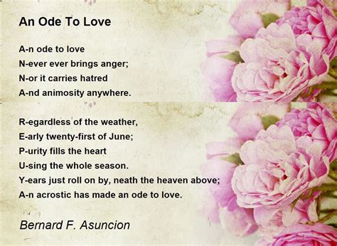 An Ode To Love An Ode To Love Poem By Bernard F Asuncion