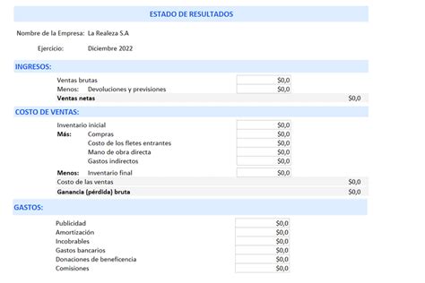 Como Hacer Un Estado De Resultados Proforma En Excel Images