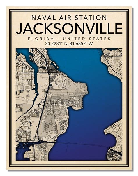 Wall Art Map Print Of Naval Air Station Jacksonville Florida Etsy