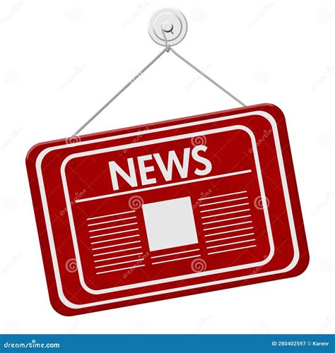 News Icon Red Hanging Sign Isolated On White Stock Illustration