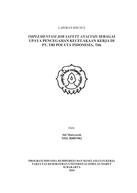 Pdf Implementasi Job Safety Analysis Sebagai Upaya Dokumen Tips