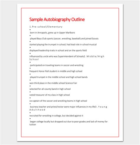 Autobiography Outline Template 23 Examples And Formats