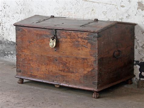 Large Antique Storage Chest Vintage Wooden Storage