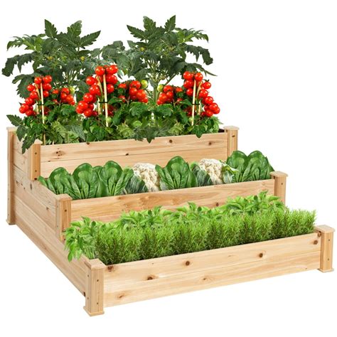 Best Choice Products 3-Tier Fir Wood Raised Garden Bed Planter Kit for