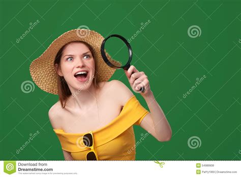 Shocked Surprised Woman Showing Blank Copy Space Stock Photo Image Of