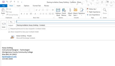 Sharing Contacts Or A Contact List In Outlook Email