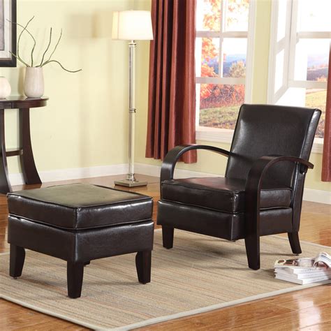 The chair features squared arms that curve down towards the lace tufted back and cushion. Roundhill Wonda Bonded Leather Accent Arm Chair with ...