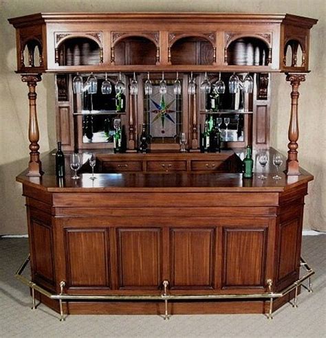 85ft Traditional Large Solid Mahogany Custom Home Pub Bar Wnl44