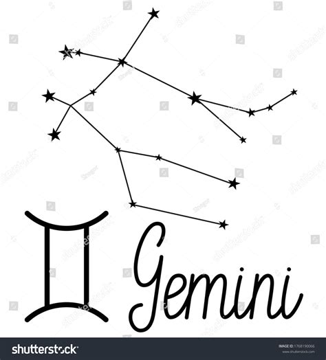 Gemini Constellation Handwritten Inscription Zodiac Sign Stock Vector