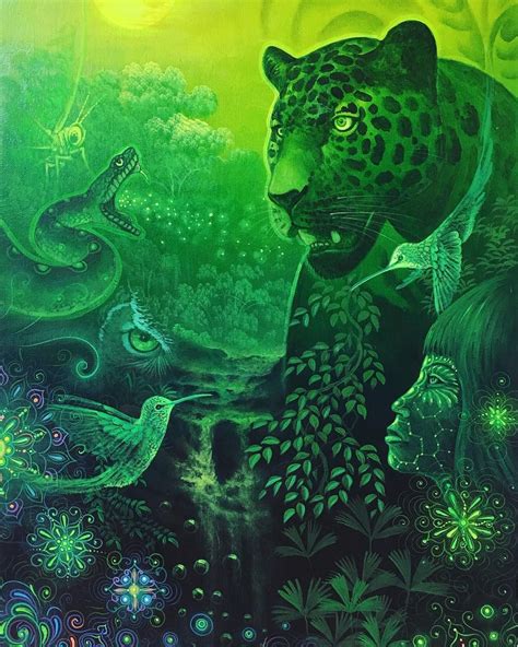Jaguar Spirit Acrylic On Canvas Artist Moises Josue Avila There
