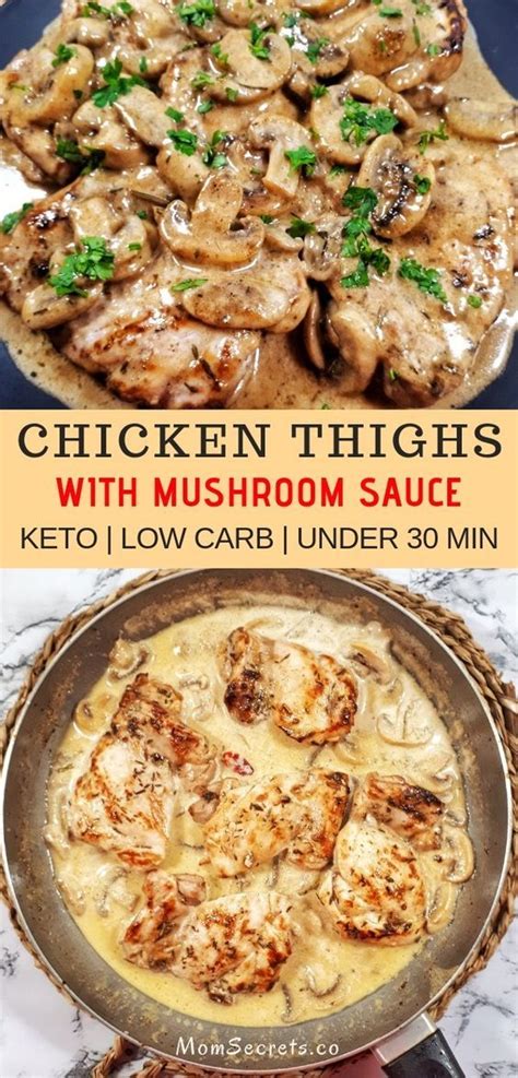 Keto recipe with boneless skinless chicken thighs. Keto Chicken Tighs with Mushrooms Sauce | Recipe | Keto ...