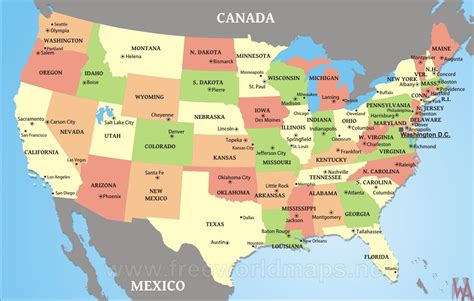 Map Of The Usa With Major Cities And Capitals