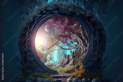 Illustrazione Stock Fantasy Magical Portal Opening To Another World As