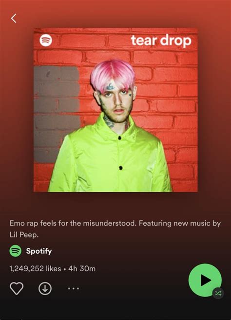 Lil Peep On The Cover Of Spotifys Tear Drop Playlist 💃🙌 Rlilpeep