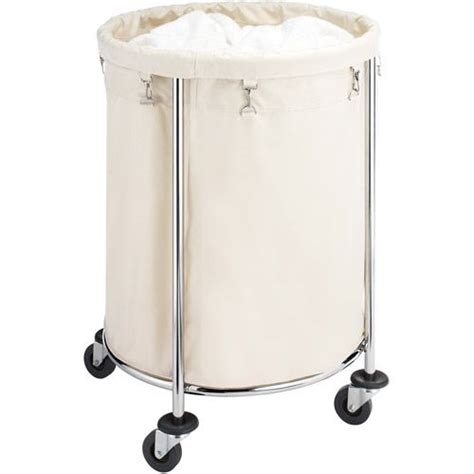 Whitmor Round Commercial Laundry Hamper With Wheels White And Chrome